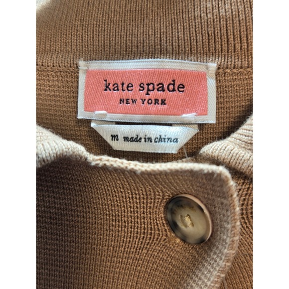Kate Spade New York Ruffle Sweater Blazer Light Fawn OUM00124 Tan Cardigan M - Picture 3 of 6
